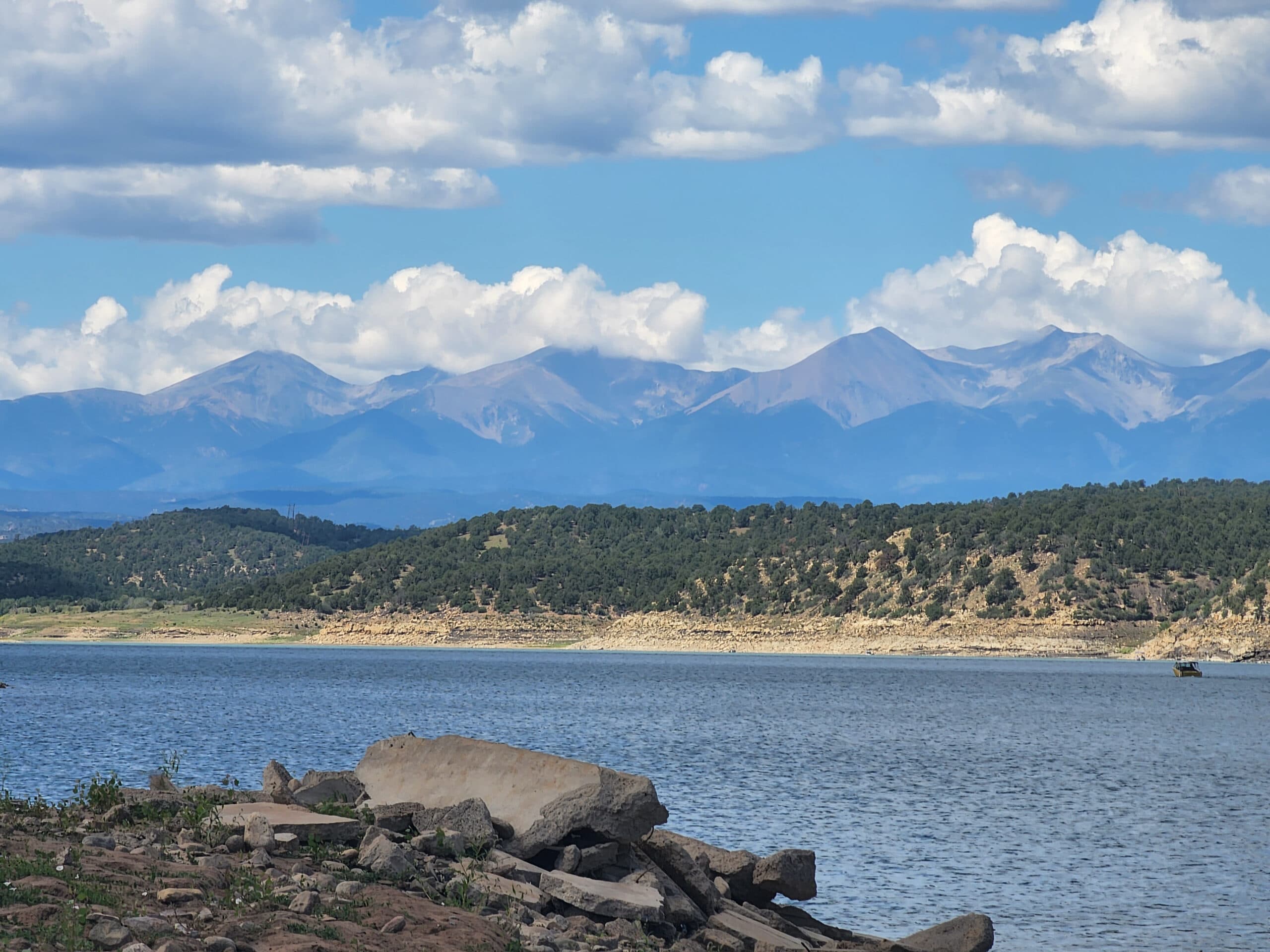 Trinidad Lake with the Sangre de Cristo range behind it